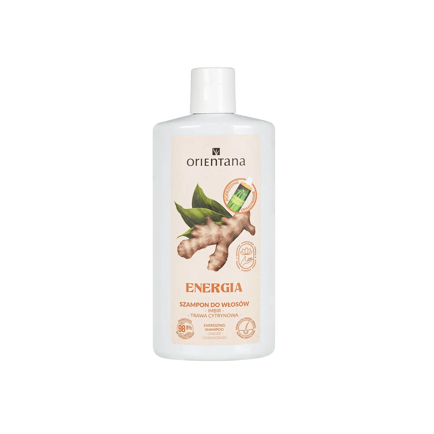 Ajurwedyjski szampon do włosów IMBIR i TRAWA CYTRYNOWA 210 ml - Orientana