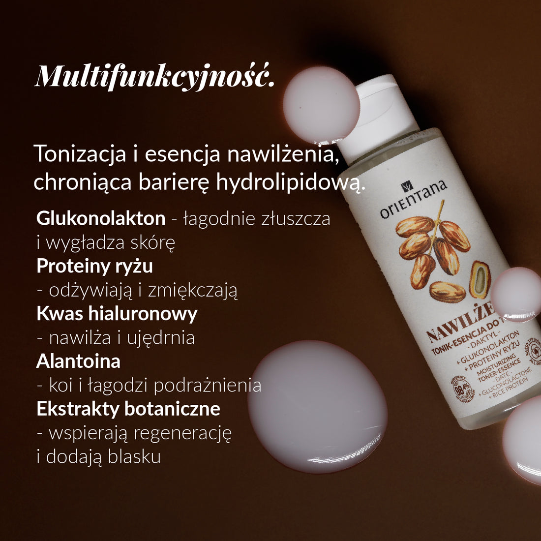 Multifunkcyjność! Tonizacja i esencja nawilżenia, chroniąca barierę hydrolipidową.