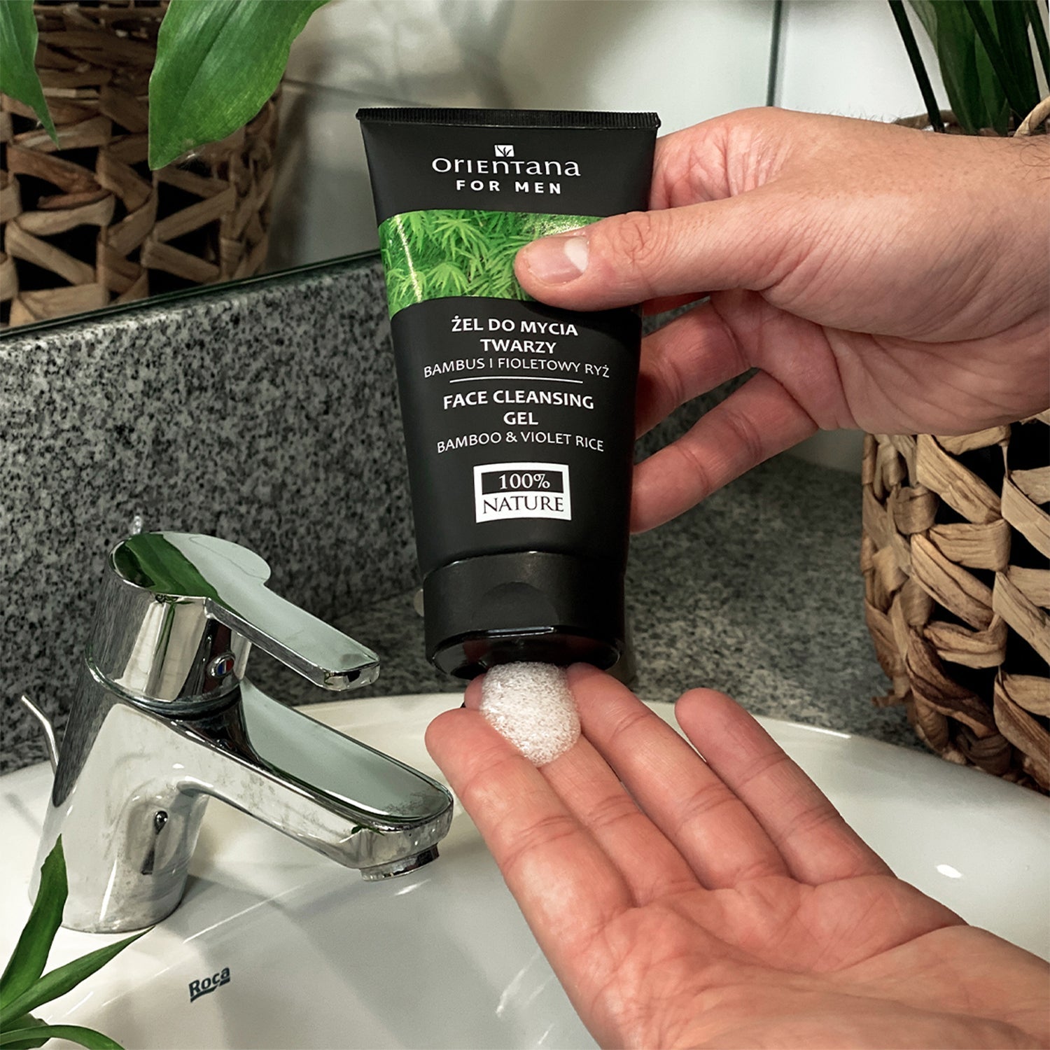 Żel do mycia twarzy dla mężczyzn BAMBUS i FIOLETOWY RYŻ 150 ml - Orientana
