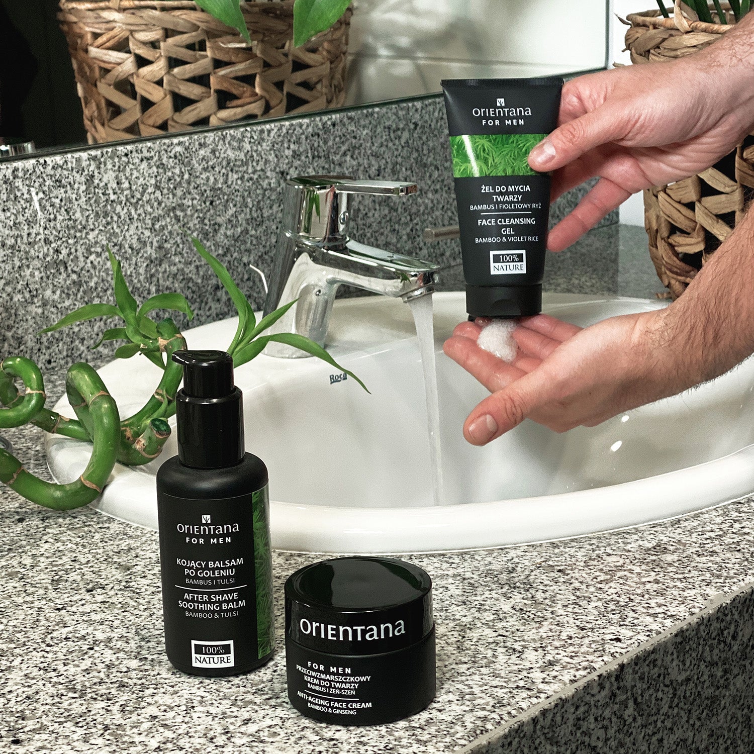 Żel do mycia twarzy dla mężczyzn BAMBUS i FIOLETOWY RYŻ 150 ml - Orientana