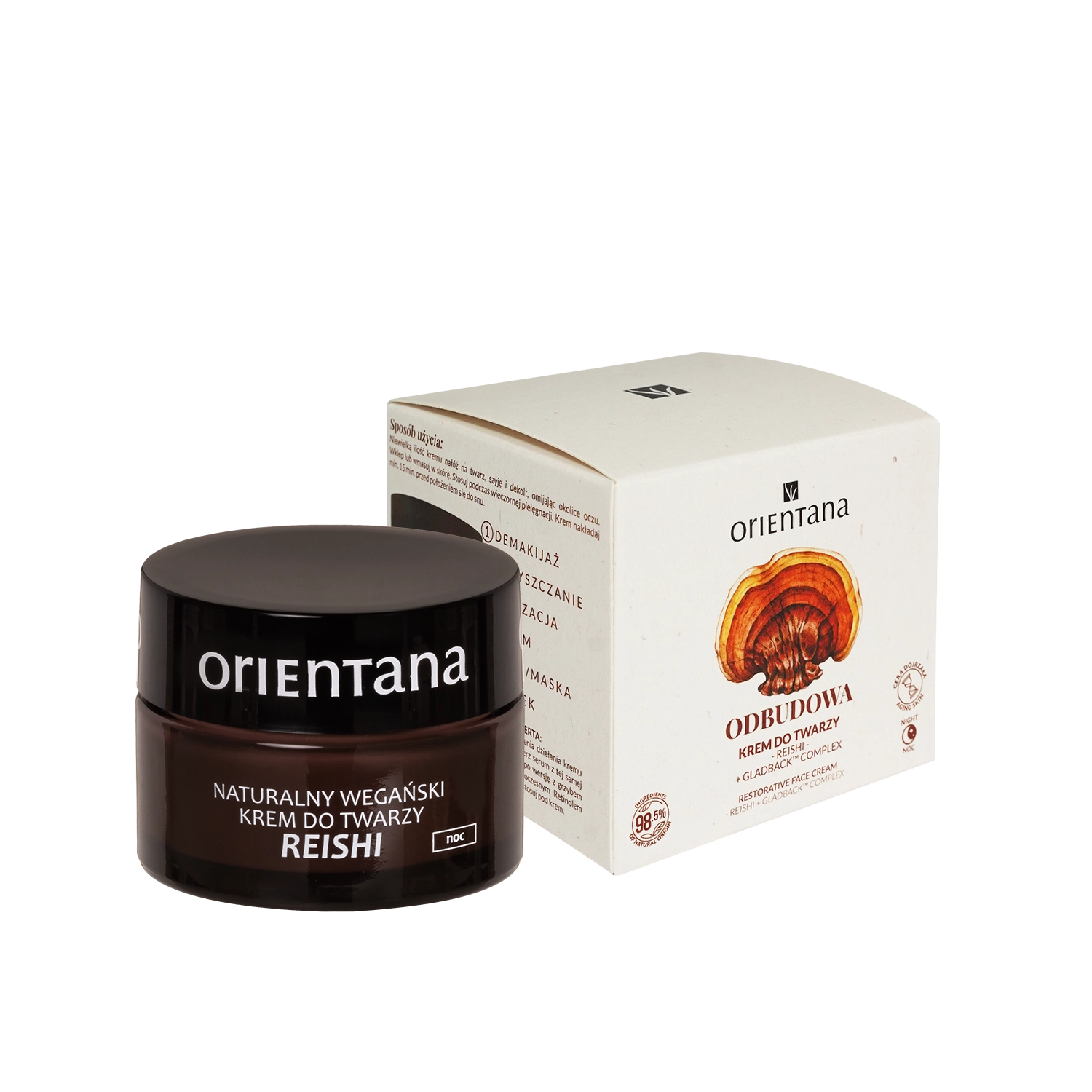Naturalny wegański krem do twarzy REISHI na noc 50 ml - Orientana