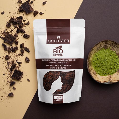 BIO HENNA naturalna farba do włosów długich GORZKA CZEKOLADA 100 g - Orientana