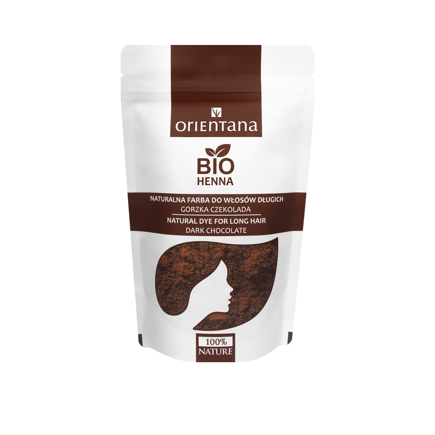 BIO HENNA naturalna farba do włosów długich GORZKA CZEKOLADA 100 g - Orientana