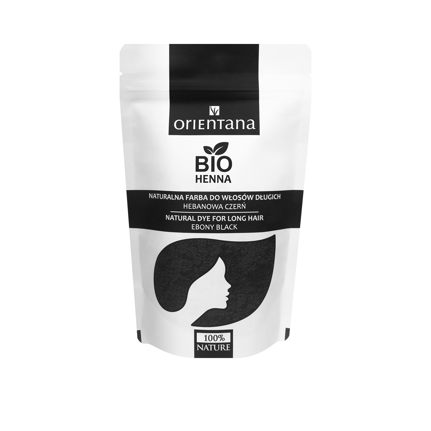BIO HENNA Naturalna farba do włosów długich HEBANOWA CZERŃ 100 g - Orientana