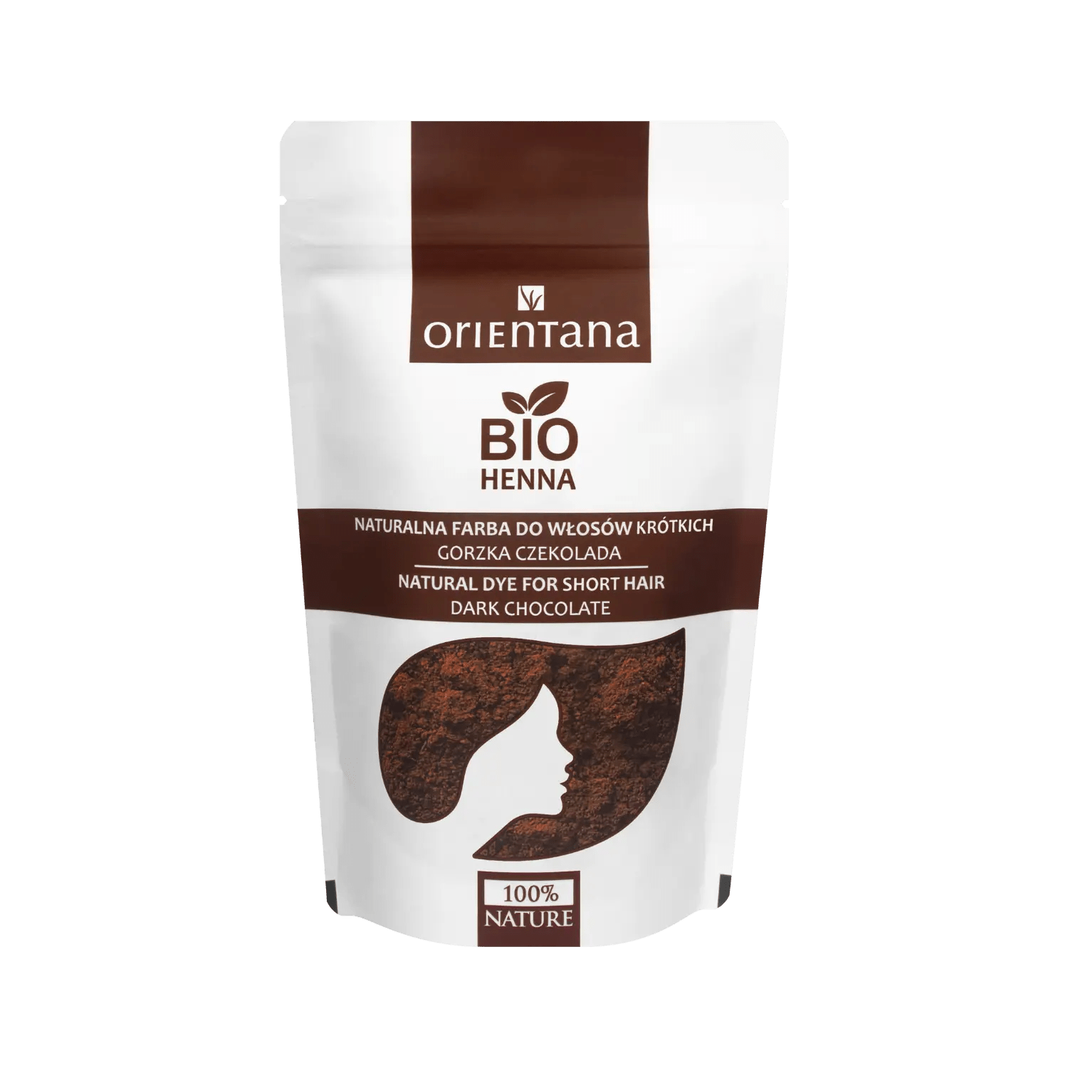 BIO HENNA naturalna farba do włosów krótkich GORZKA CZEKOLADA 50 g - Orientana