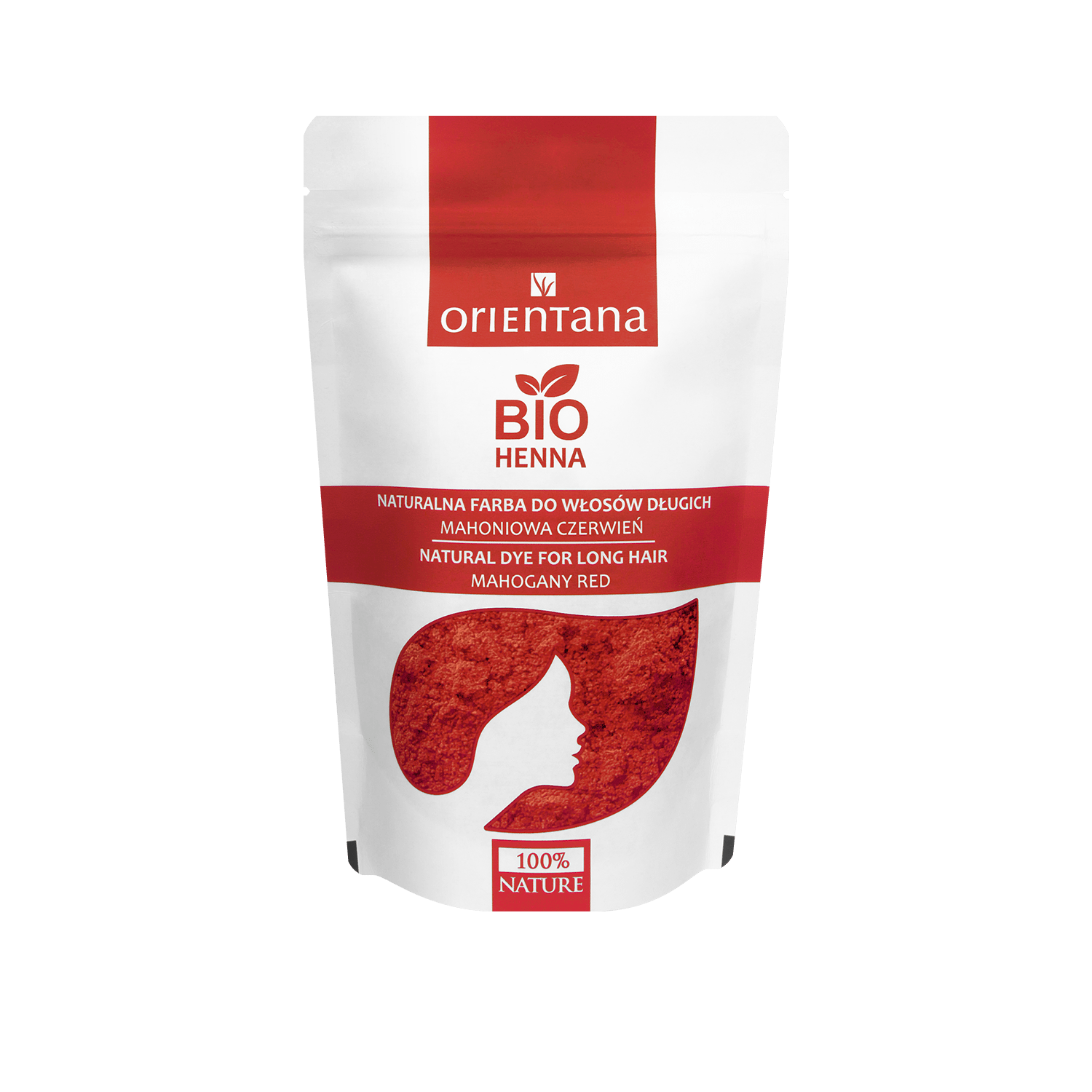 BIO HENNA naturalna farba do włosów MAHONIOWA CZERWIEŃ 100 g - Orientana