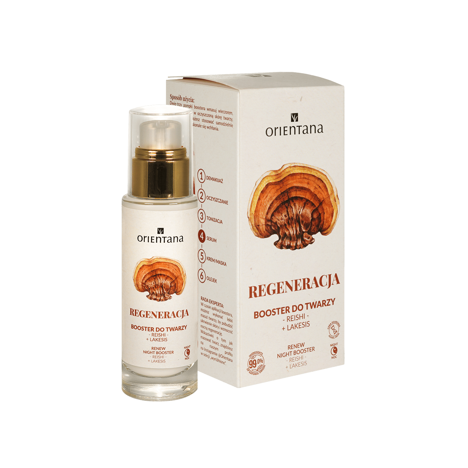 Booster regenerujący do twarzy REISHI i FIOLETOWY RYŻ na noc 30 ml - Orientana