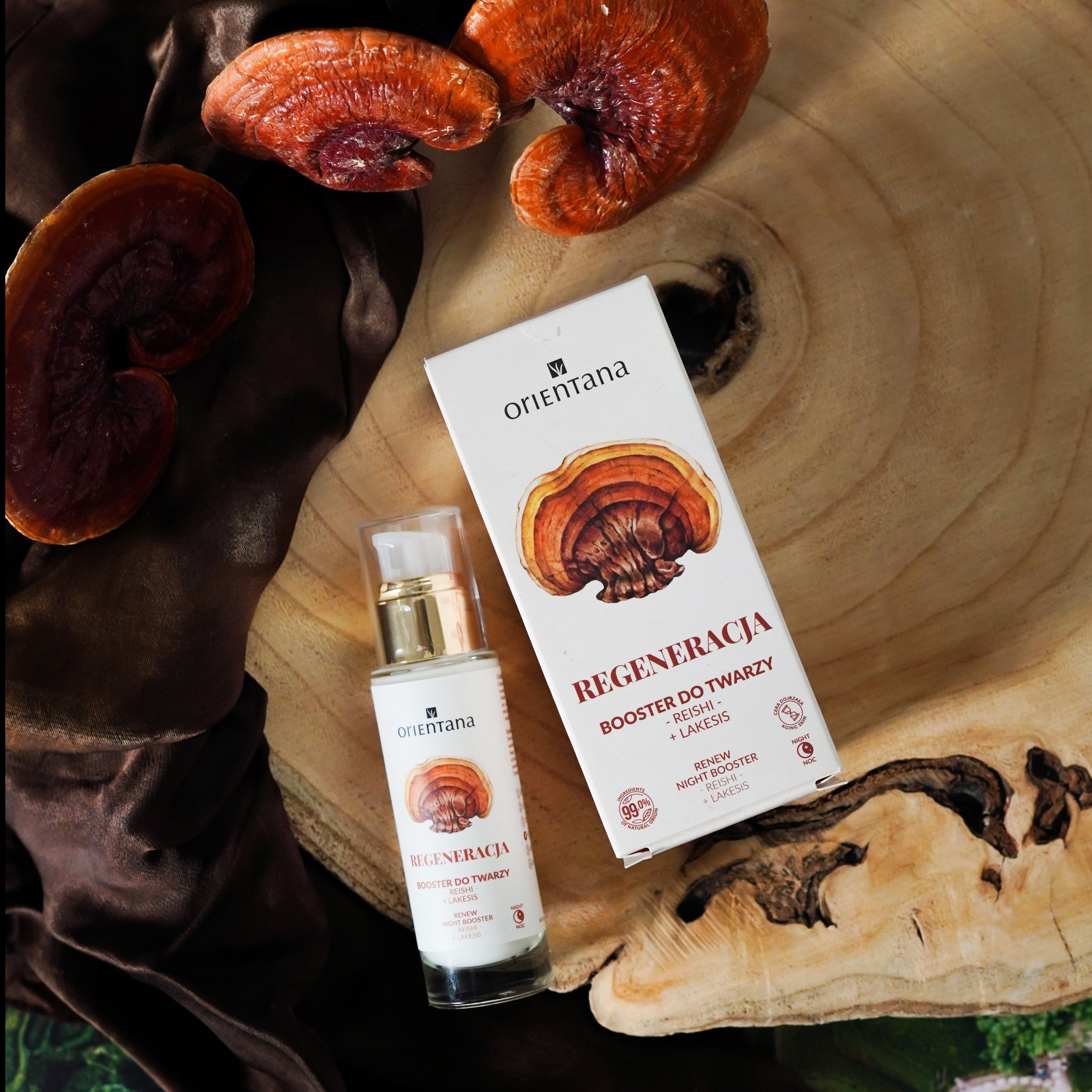 Booster regenerujący do twarzy REISHI i FIOLETOWY RYŻ na noc 30 ml - Orientana