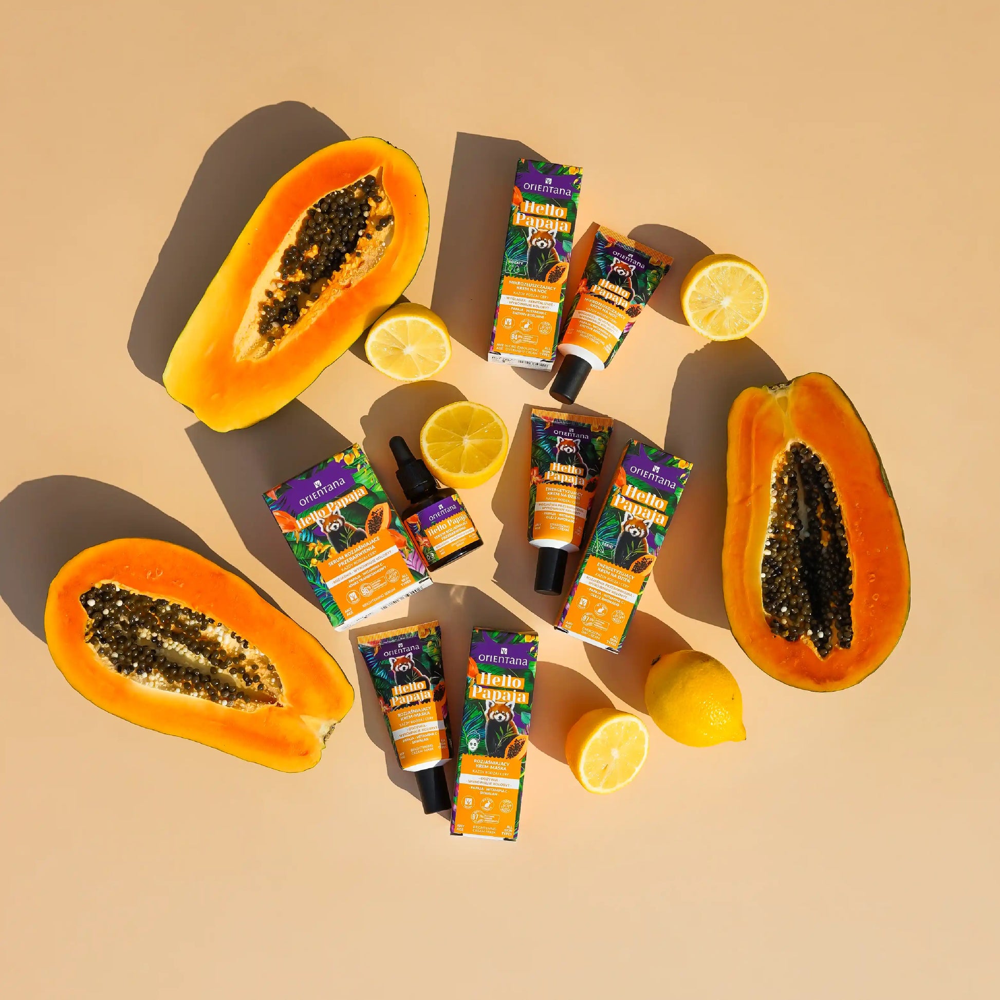 Delikatny krem mikrozłuszczający na noc z witaminą C i enzymami 40 ml - Orientana produkty z serii Hello Papaja