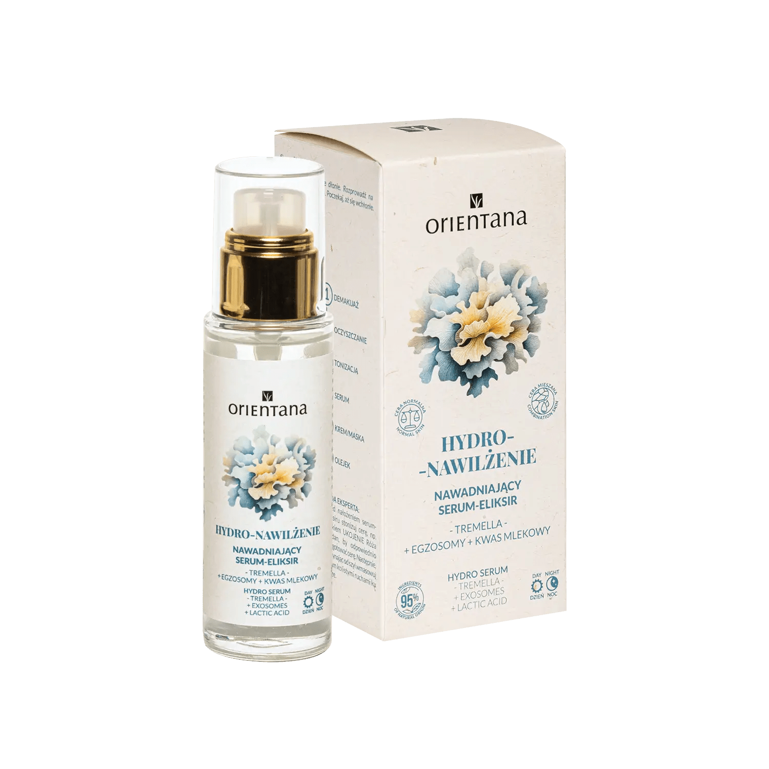 Eliksir Serum nawilżające Tremella Egzosomy Kwas mlekowy 30 ml - Orientana
