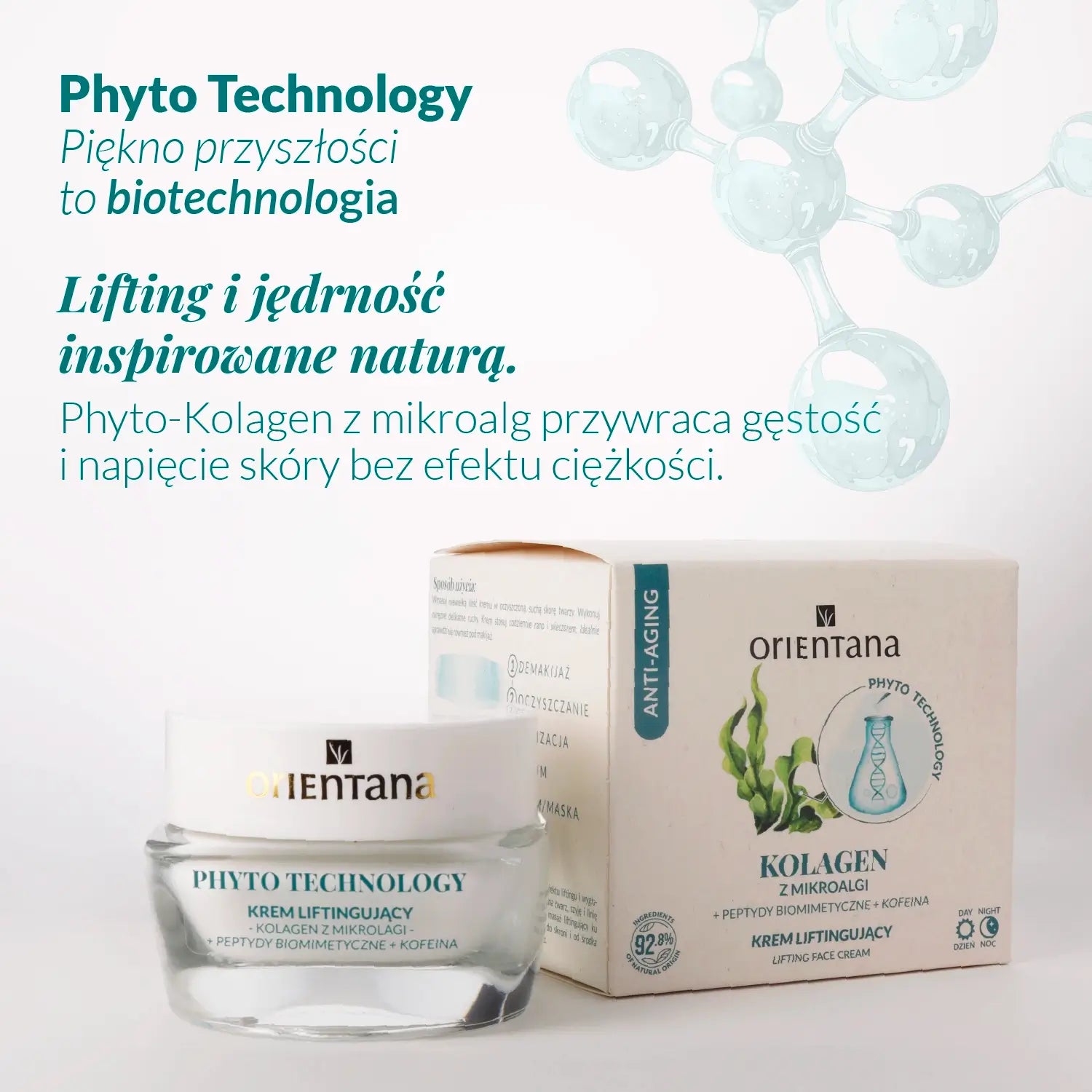 Krem liftingujący - kolagen z mikroalgi + peptydy biomimetyczne + kofeina 40 ml