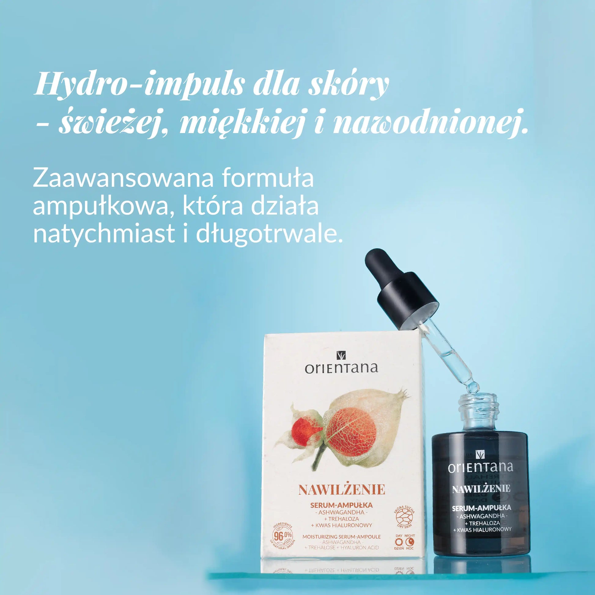 Orientana serum nawilżające – 3 formy kwasu hialuronowego dla głębokiego nawilżenia skóry.