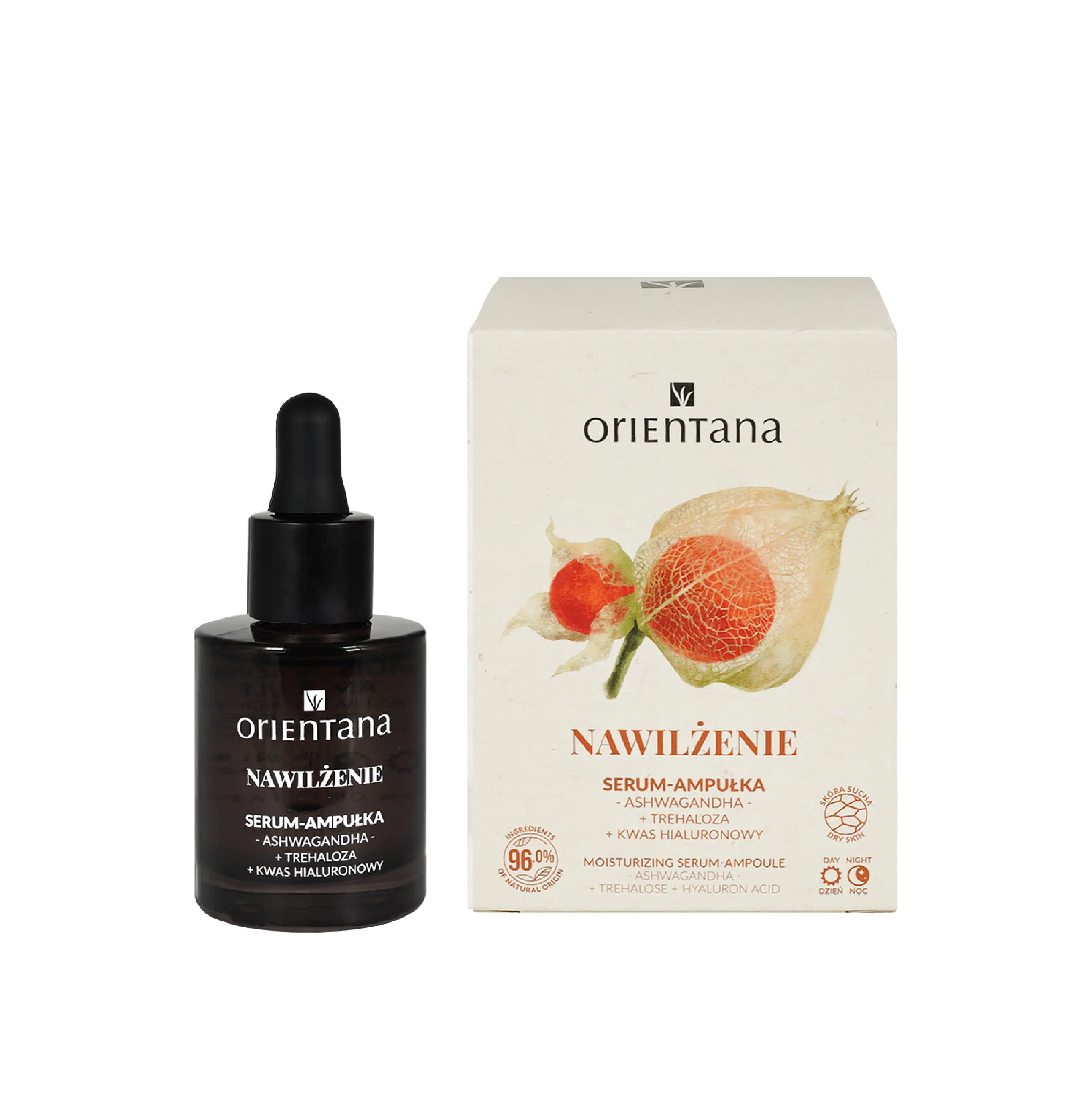 Serum-ampułka z kwasem hialuronowym Orientana – intensywne nawilżenie i wygładzenie cery.