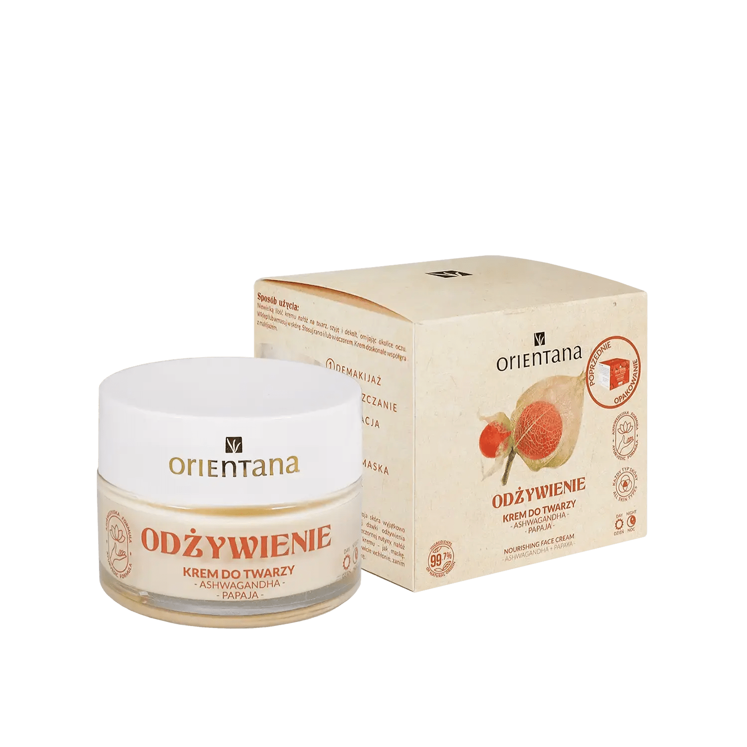 Odżywczy krem do twarzy ASHWAGANDHA 40 ml - Orientana