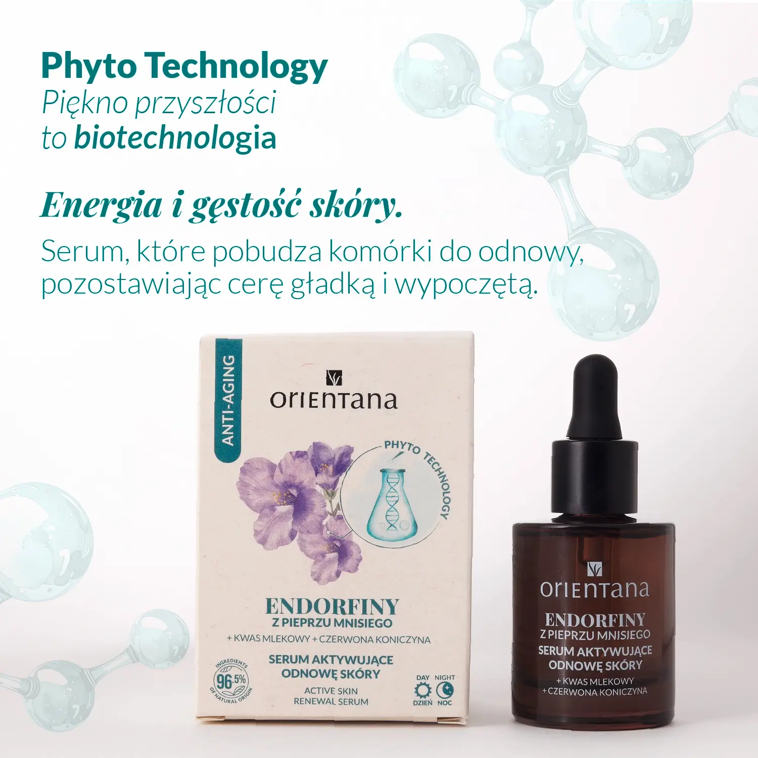 Serum z fitohormonami aktywujące odnowę skóry endorfiny + czerwona koniczyna + witamina E 30 ml