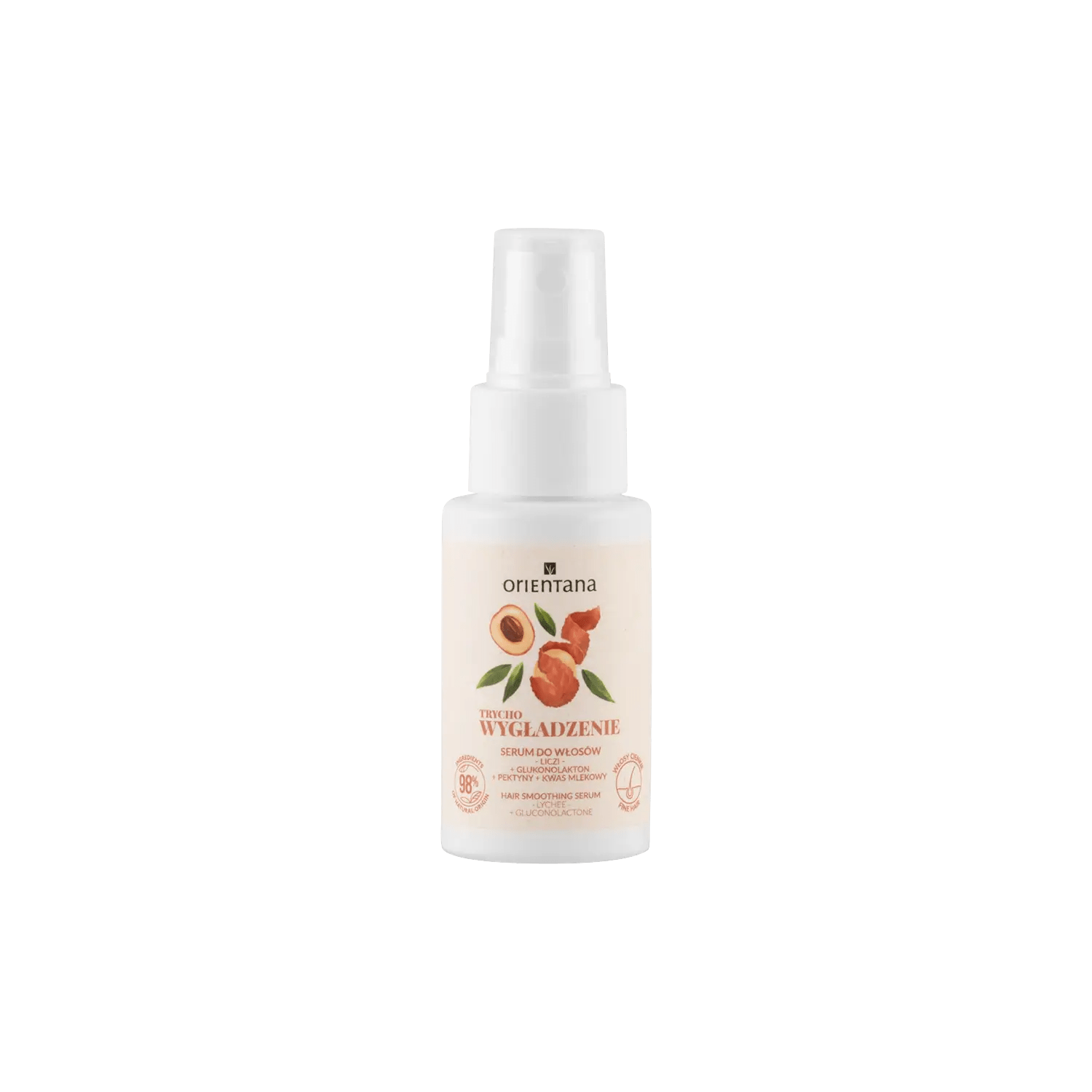 Trychologiczne wygładzające serum do włosów Liczi Glukonolakton Pektyny Kwas mlekowy 50 ml - Orientana